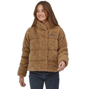 Patagonia Recycled Quilted High-Pile Fleece Down Jacket Size Large Tan